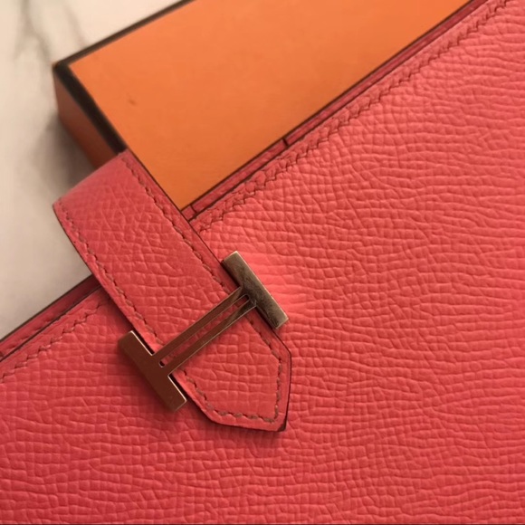 Hermès bearn wallet , rose azalee with gold buckle - Picture 3 of 5